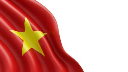 Vietnam flag with yellow star isolated on transparent background
