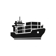 Obraz premium Minimal cargo ship silhouette vector icon for shipping and transportation design