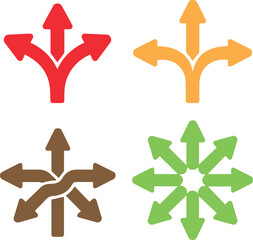 Colorful multi direction arrows icons set decision navigation symbols isolated on white background