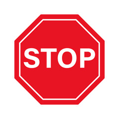 Red Octagonal Stop Traffic Sign Vector - Road Safety Symbol