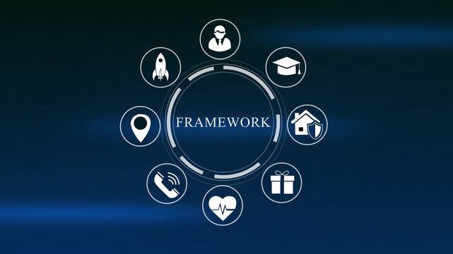  Hexagon Network framework Concept With Icons 4K video animation