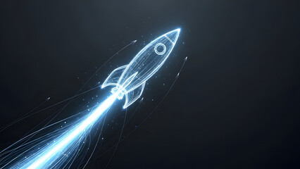Launching rocket in digital style
