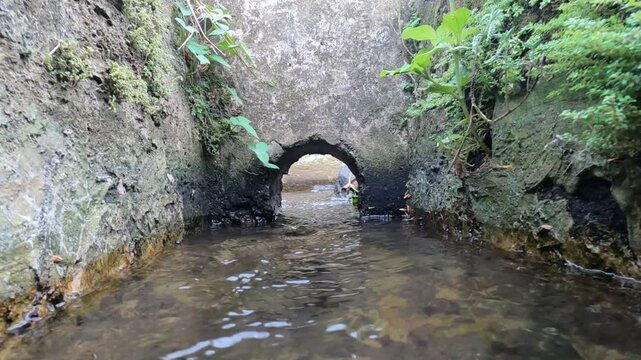 water flowing into the river