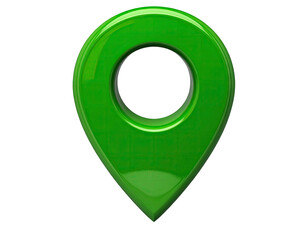 Glossy green map pin with dark hole