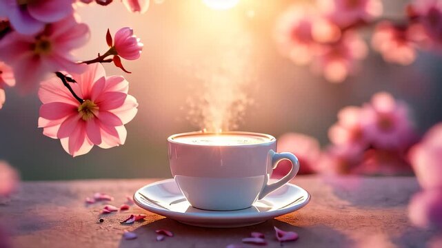 Cup of coffee on a saucer with a saucer