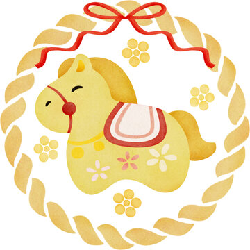 Japanese style Happy New Year Decoration illustration with transparent background 