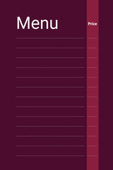 Menu Cards Template with Menu Price Text and Dotted Lines to fill out. Minimalistic Flat Design idea. Vector illustration Restaurant, bar, cafe or delivery menu sample, thematic web or social media