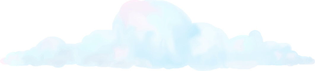 cartoon clouds isolated on white background. Hand drawn colorful watercolor illustration.