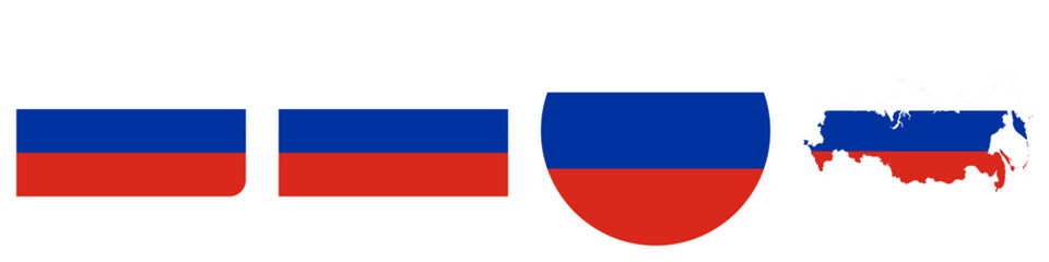 russia circular flag, russia rectangular flag, russia map flag flat icon