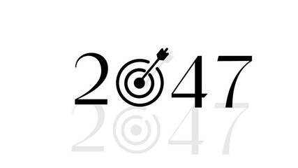 happy new year 2047 with a target symbol. Perfect for New Year's Eve celebrations, business goals. Business challenge failure and success concept.