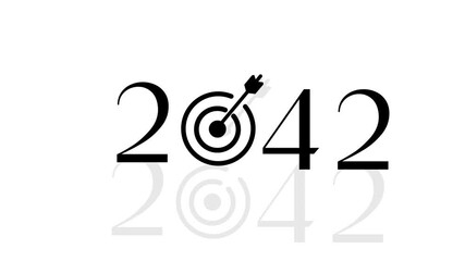 happy new year 2042 with a target symbol. Perfect for New Year's Eve celebrations, business goals. Business challenge failure and success concept.
