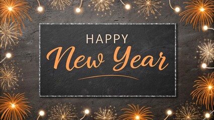 Happy New Year celebration with vibrant fireworks and lights
