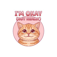 PNG. isolated transparent background.&nbsp;Cute cat with humorous I'm okay not really expression