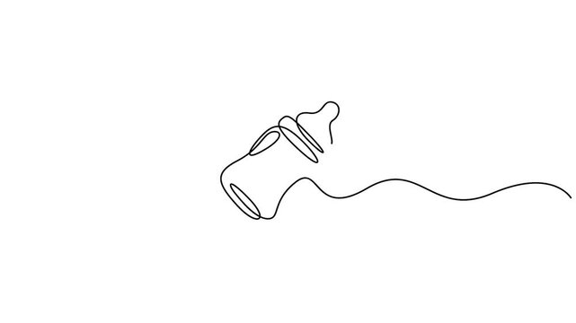 Self animated minimalist continuous one line-art illustration of a baby bottle. Baby milk bottle minimalist single line art illustration
