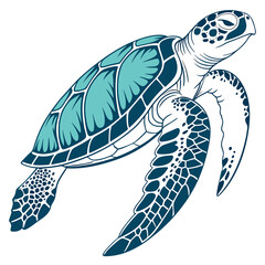 A line drawing of a sea turtle on a white background.