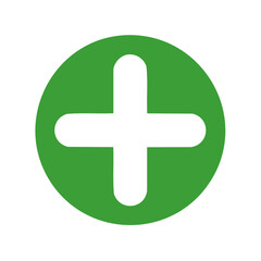 Obraz premium Bold Green Circle Encasing a Bright White Plus Symbol: Addition, Health, Positivity