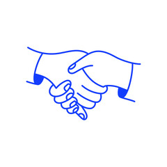 Vector simple linear illustration in doodle sketchy style, , handshake concept, partnership icon