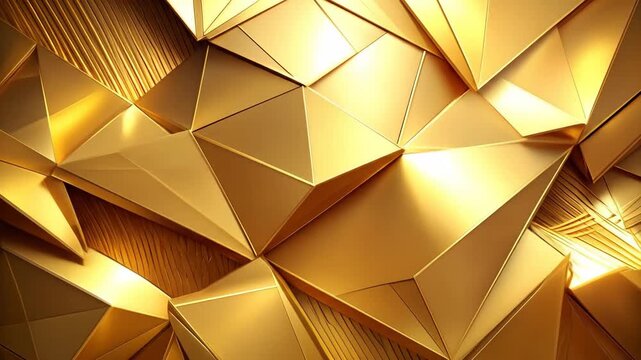 Abstract geometric golden background with sharp edges and reflective surfaces
