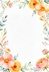 Warm Orange and Yellow Wildflower Watercolor Border