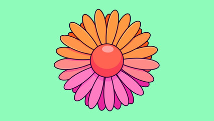 Fototapeta premium Vibrant Half-Orange, Half-Pink Daisy Flower Illustration.