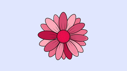 Illustration of a Pink Flower with Multiple Layers of Petals.