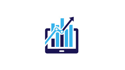 Digital Tablet Displaying Upward Trend Bar Chart and Line Graph.