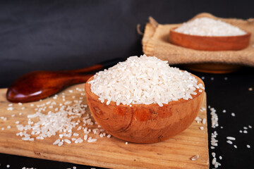 rice on the wooden board
