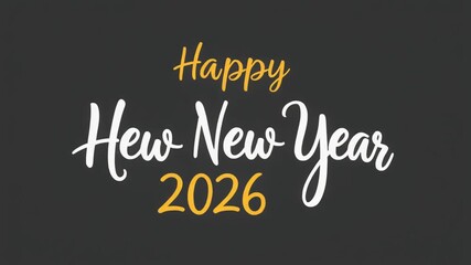 Happy New Year 2026 festive greeting with bold text on dark background.