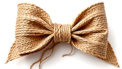Rustic Twine Bow White Background