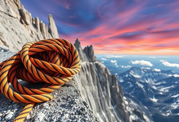 Expertly Coiled Climbing Rope Rests
