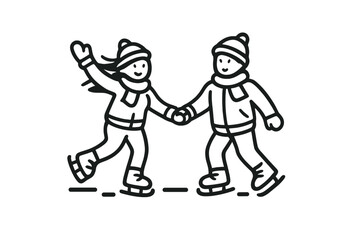 Children ice skating together holding hands