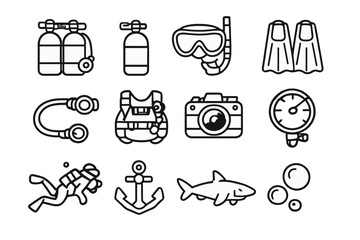 Scuba Diving Equipment Icons © icon_art