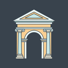 Fototapeta premium Stylized archway with columns and triangular pediment.