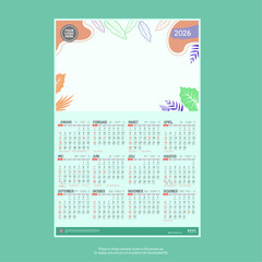 Indonesia Calendar 2026 Template with Javanese Calendar, Modern Clean Design, Print Ready Layout