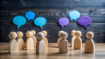Team communication concept with wooden figures
