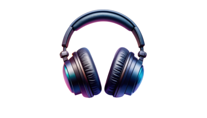 Headphones with colorful sound wave, isolated on white background, music and tech concept