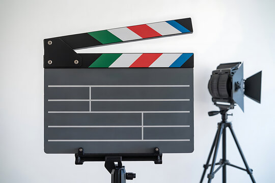 Entertainment and Filmmaking Studio Clapperboard on White Background