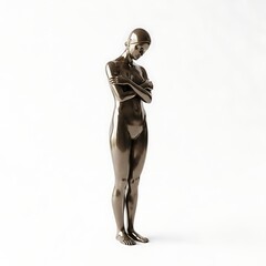 Bronze Statue Contemplation - A Study in Form and Emotion.
