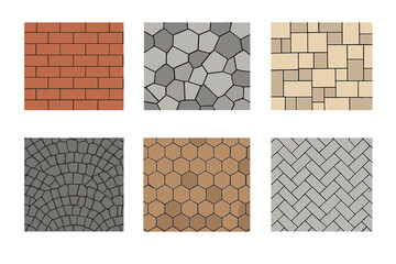 Six Texture Patterns of Paving Stones and Bricks