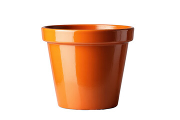 Orange ceramic flower pot with a glossy finish isolated on black image, Png, Isolated on Transparent Background, Cut Out