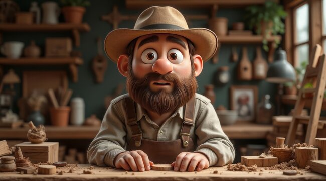 A construction worker in a yellow hard hat and overalls, on a white background. For repairs and construction, logos and advertising banners on the topic of construction and household repairs - Powered by Adobe