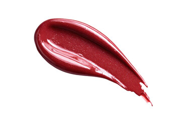 Red metallic lipstick smear swatch on black background with glitter makeup, Png, Isolated on Transparent Background, Cut Out