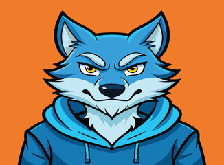 Cute cartoon wolf head vector illustration with bold eyes and clean silhouette in black animal icon style suitable for pet design and fun character art.