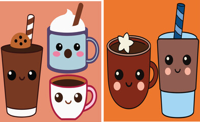 Cute cartoon ice cream set with colorful sweets and dessert elements in a festive vector style collection.