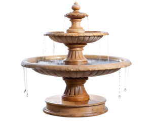 three tier outdoor water fountain isolated on white background  PNG, AI GENERATED