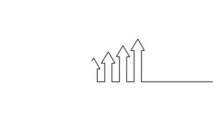 Self animated continuous line drawing illustrating a business or financial growth graph with an upward trend - Powered by Adobe