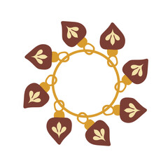 Round frame with Christmas tree toy.