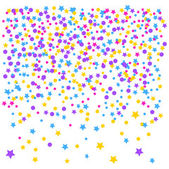 Festive Colorful Star and Circle Confetti Illustration for Celebration Background