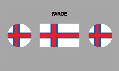 Obraz premium Flag of Faroe Islands in high quality (rectangle and circle shape)