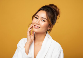 Portrait of a Happy Young Asian Woman with Radiant Skin
